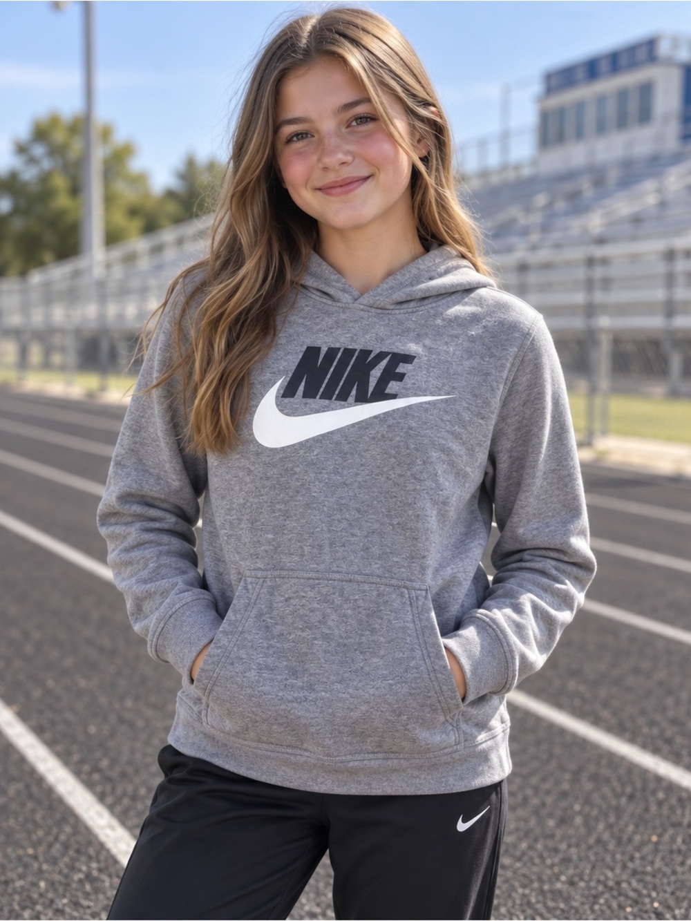 Nike Gray Fleece Pullover Hoodie XL Logo Swoosh